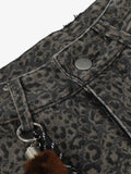 Leopard Pleated Wide Leg Denim Barrel Jeans