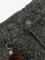 Leopard Pleated Wide Leg Denim Barrel Jeans