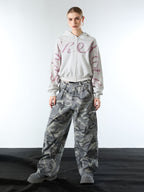 Street Hip-Hop Rhinestone Cropped Zip Up Hoodie