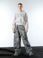 Street Hip-Hop Rhinestone Cropped Zip Up Hoodie