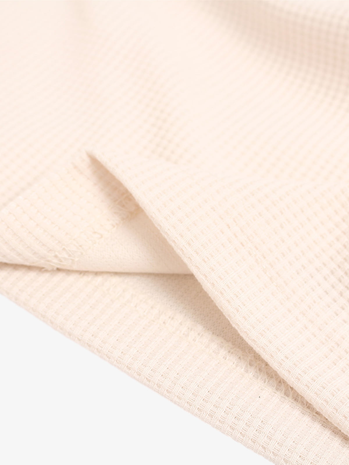 Textured Waffle SUPM Letter Graphic Long Sleeve T-Shirt - 2600
