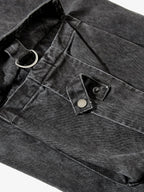 Washed Cotton Multi-Pocket Ruched Cargo Pants