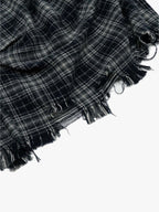 Plaid Linen-Blend Distressed Cargo Cropped Pants