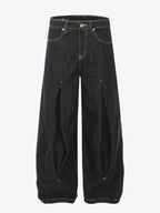 Pleated precipice Graphic Print Wide Leg Pants