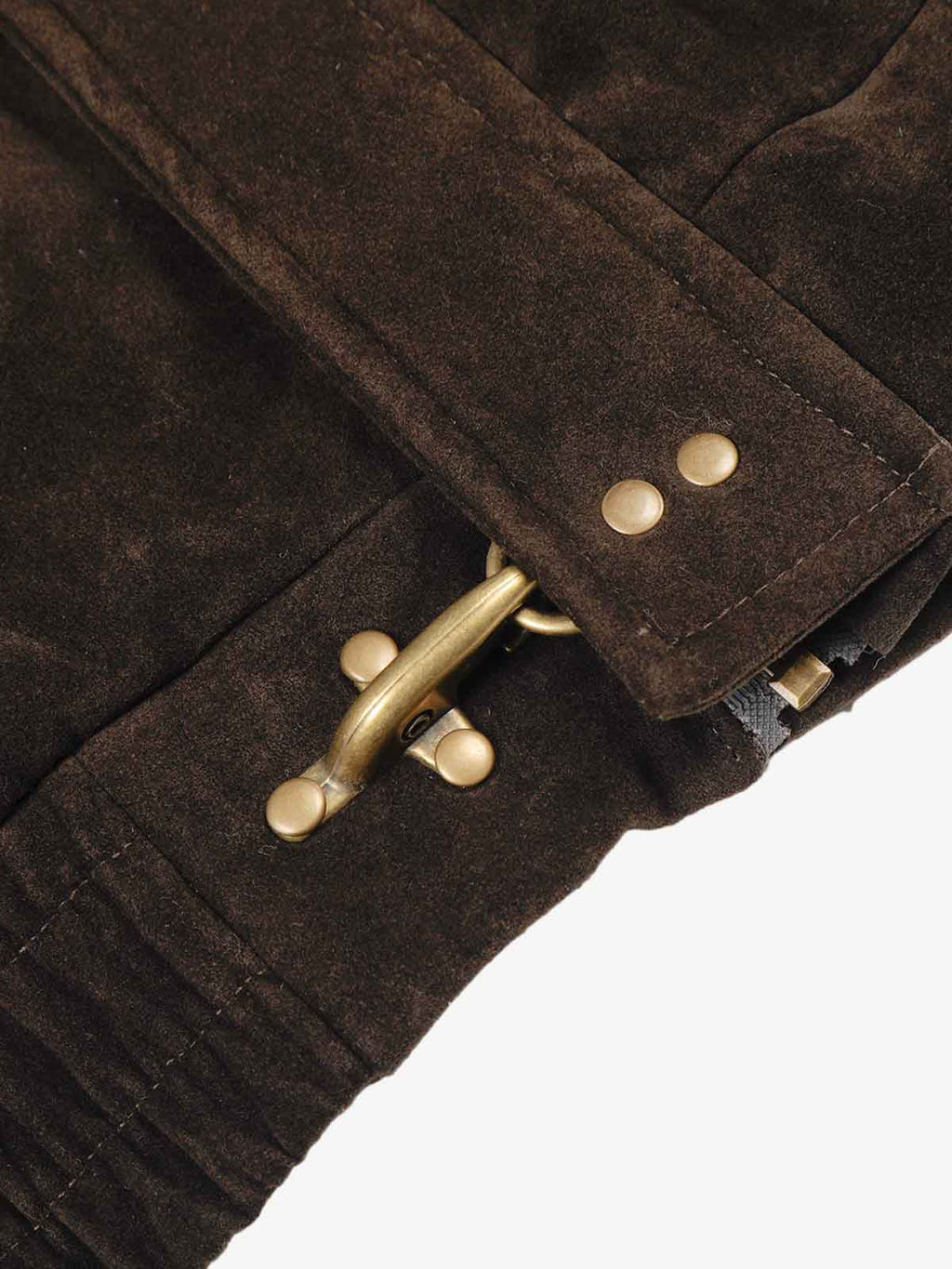 Vintage Suede Embroidered Metal Clip Down Jacket