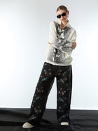Street Dark Phantom Butterfly Stand-Collar Knit Cardigan Sweater