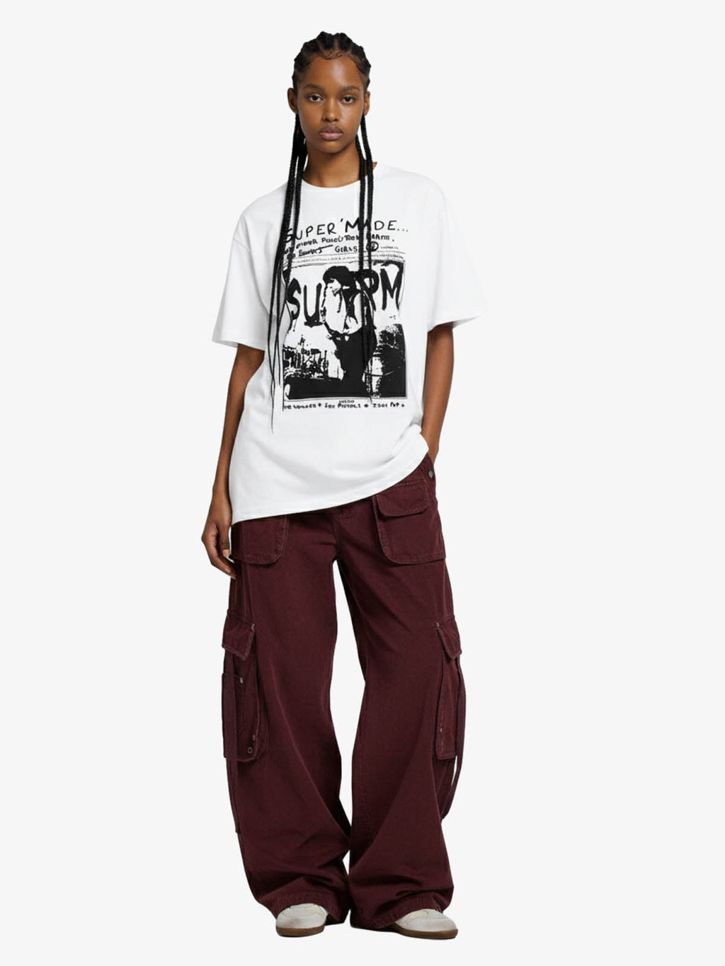 Vintage Washed Punk Graphic Print T-Shirt
