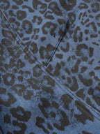 Retro Leopard Print Blue Washed Distressed Jeans