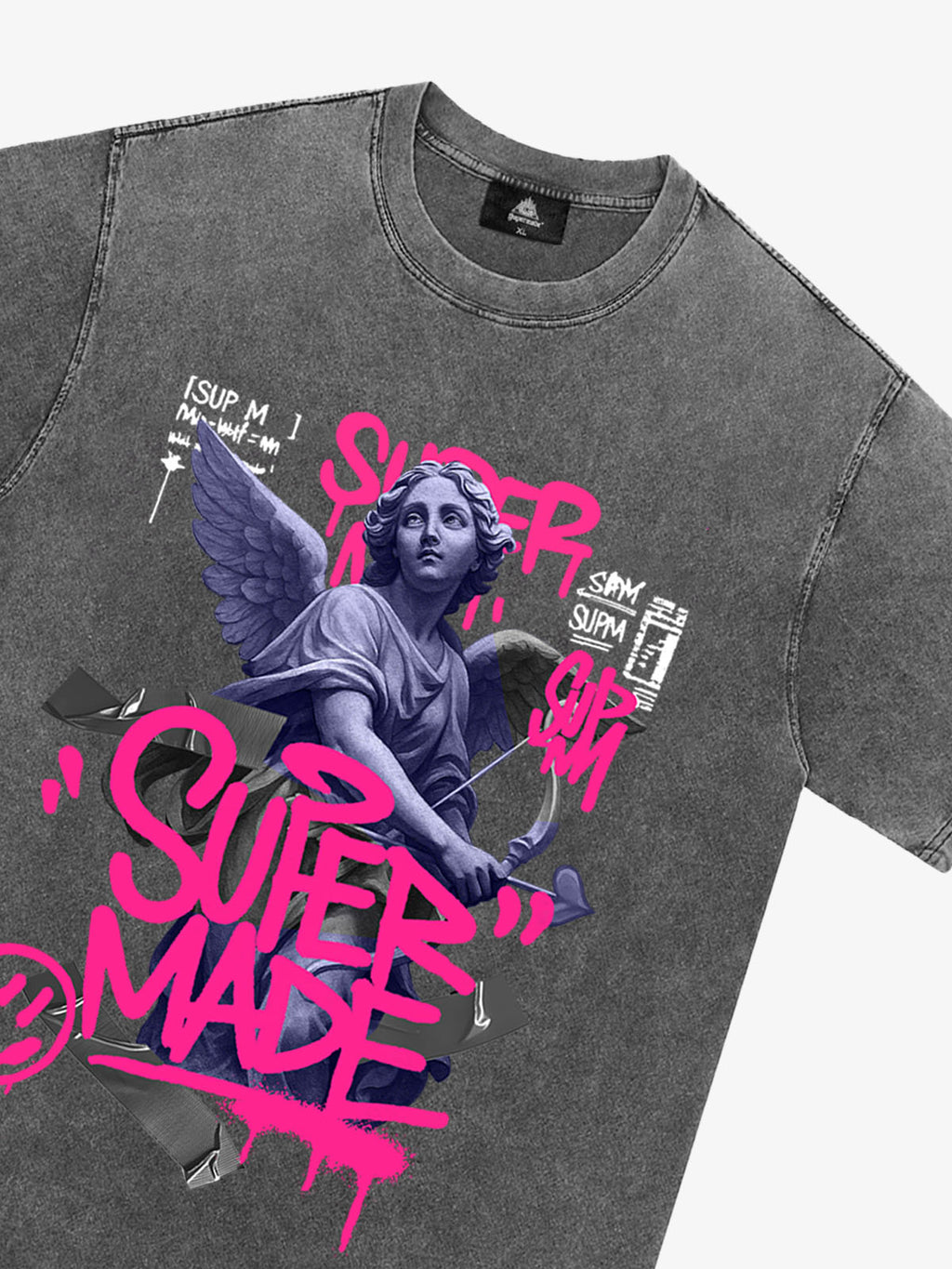 Street Pink Lucky Angel Graphic Design T-Shirt
