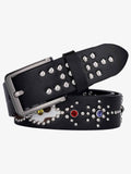 Retro Multicolor Gem Studded PU Belt