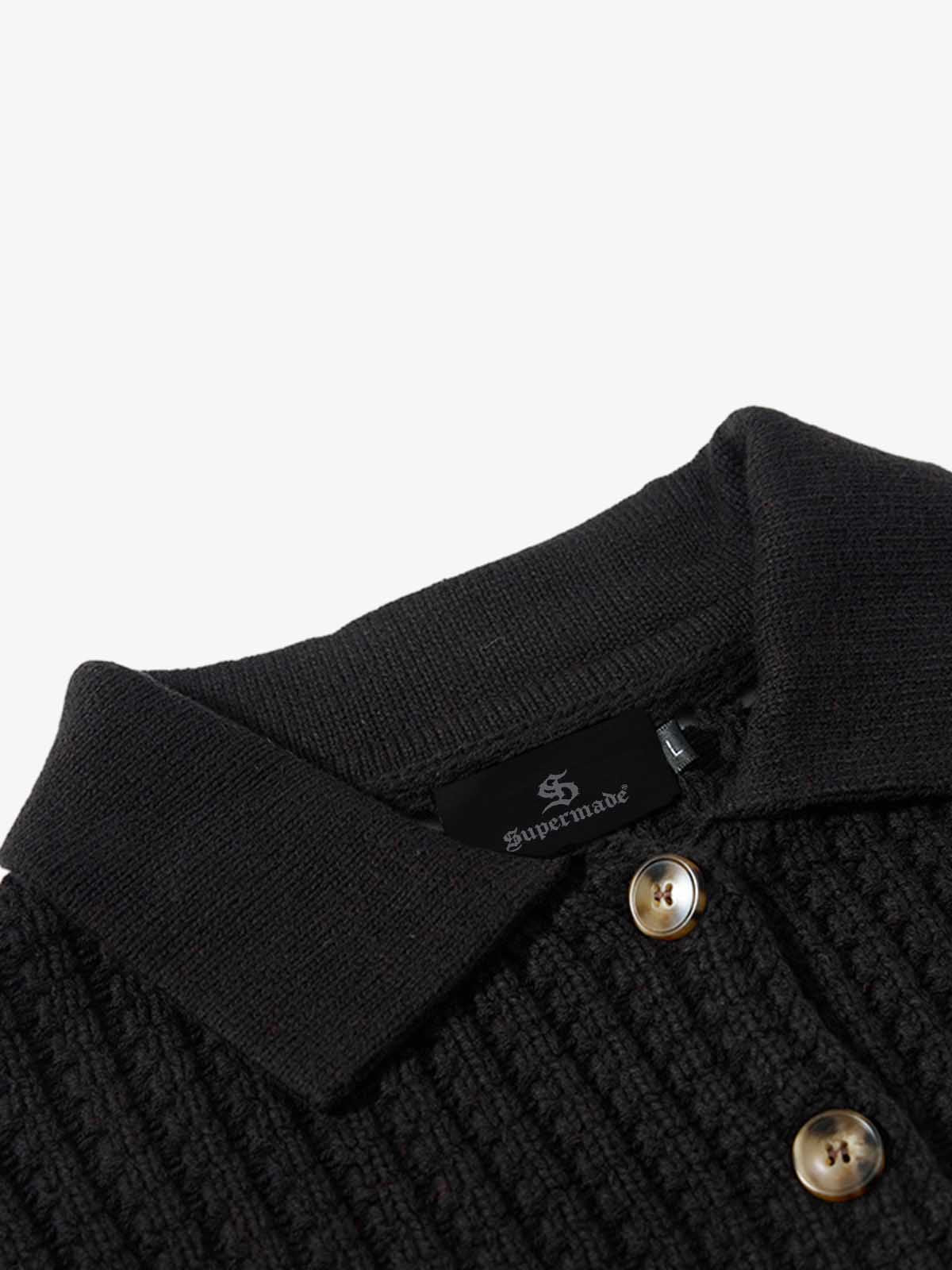 Retro Cable Knit Button-Up Collared Cardigan Sweater