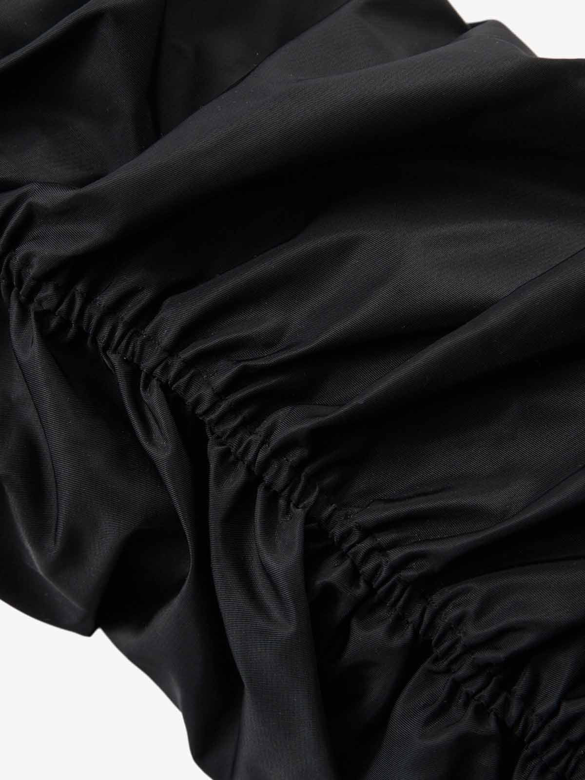 Detachable Faux Fur Collar Ruched Sleeve Bomber Jacket