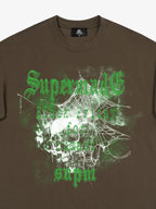 Gothic Skull Spiderweb Graphic T-Shirt