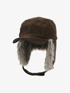 Faux Fur Earflap Suede Trapper Hat