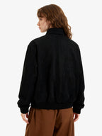Vintage Stand Collar Metal Button-Structured Bomber Jacket