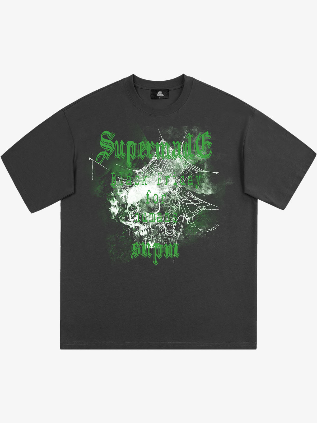 Gothic Skull Spiderweb Graphic T-Shirt