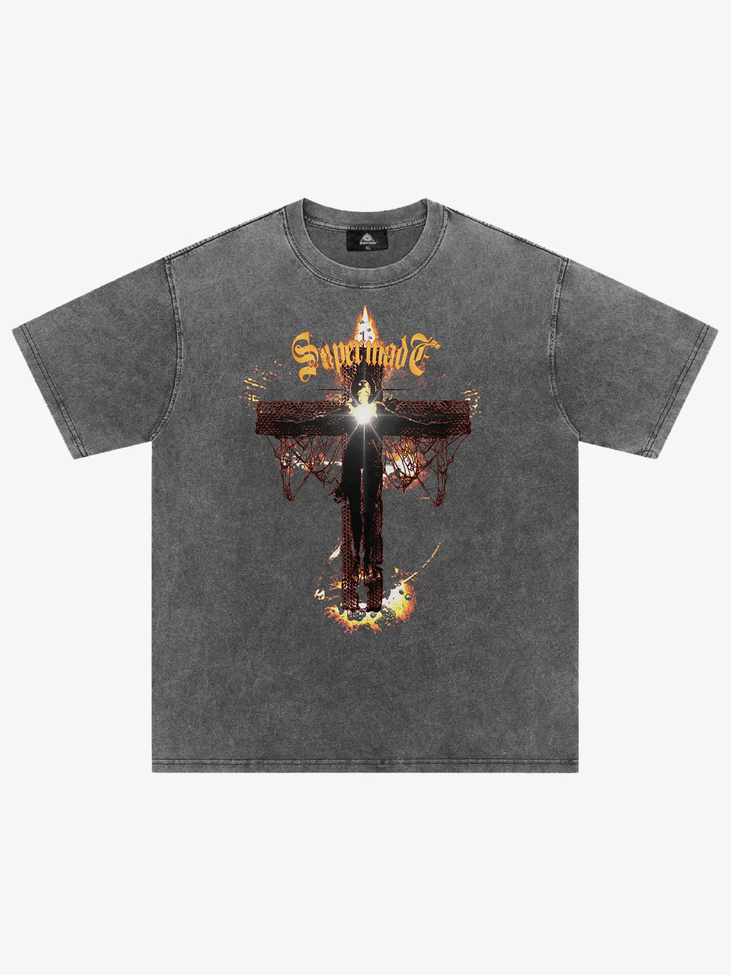 Washed Gothic Cross Graphic T-Shirt