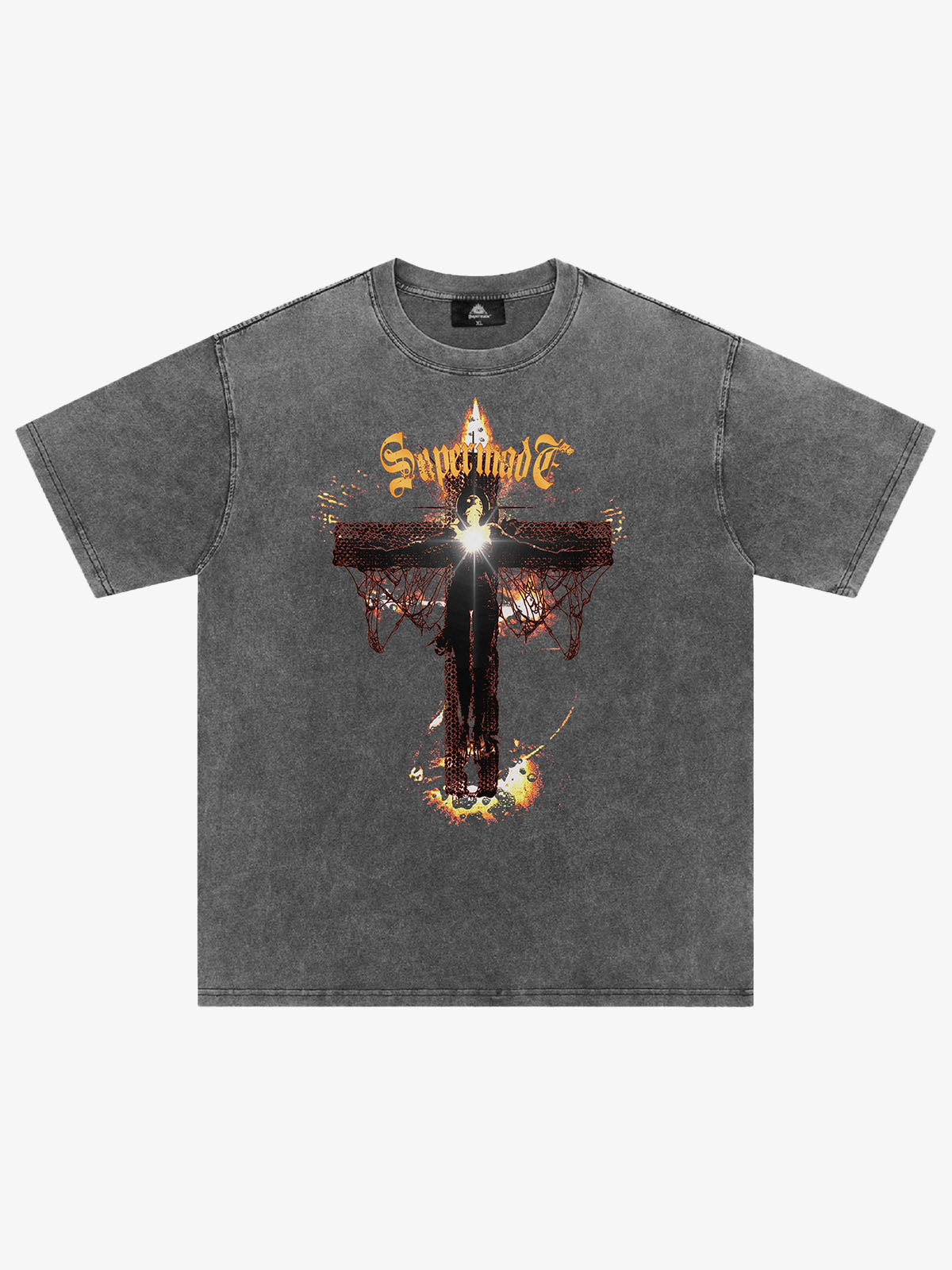 Washed Gothic Cross Graphic T-Shirt