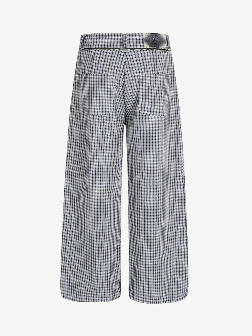 Checkered Pleated Detachable Front Panel Drawstring Pants