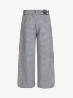 Checkered Pleated Detachable Front Panel Drawstring Pants
