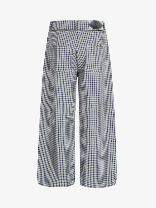 Checkered Pleated Detachable Front Panel Drawstring Pants