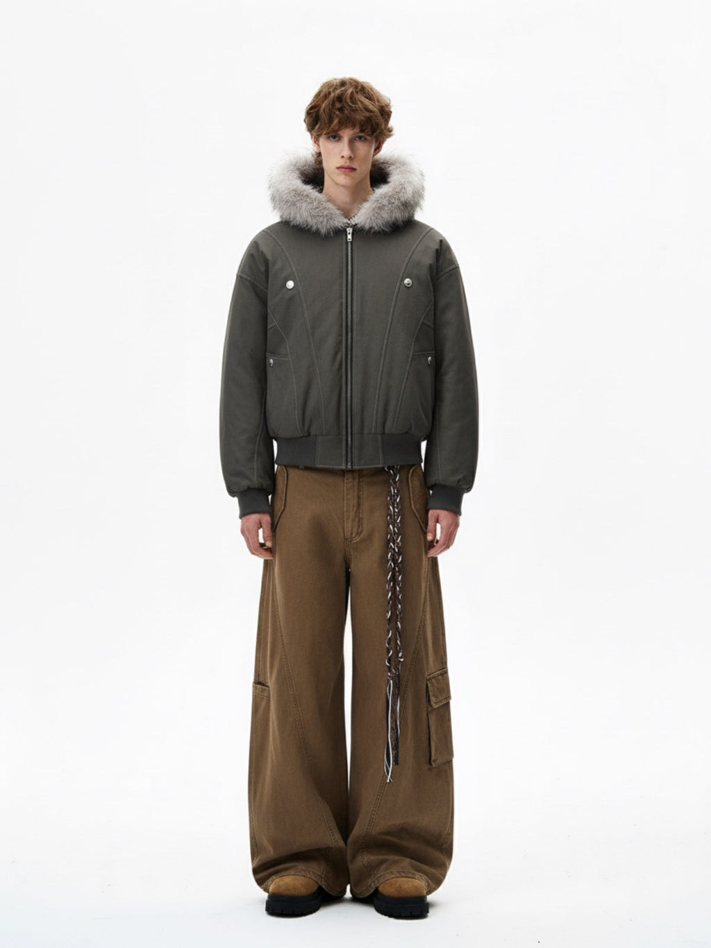 Faux Fur Hooded Padded Bomber Jacket