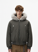 Faux Fur Hooded Padded Bomber Jacket