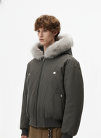 Faux Fur Hooded Padded Bomber Jacket