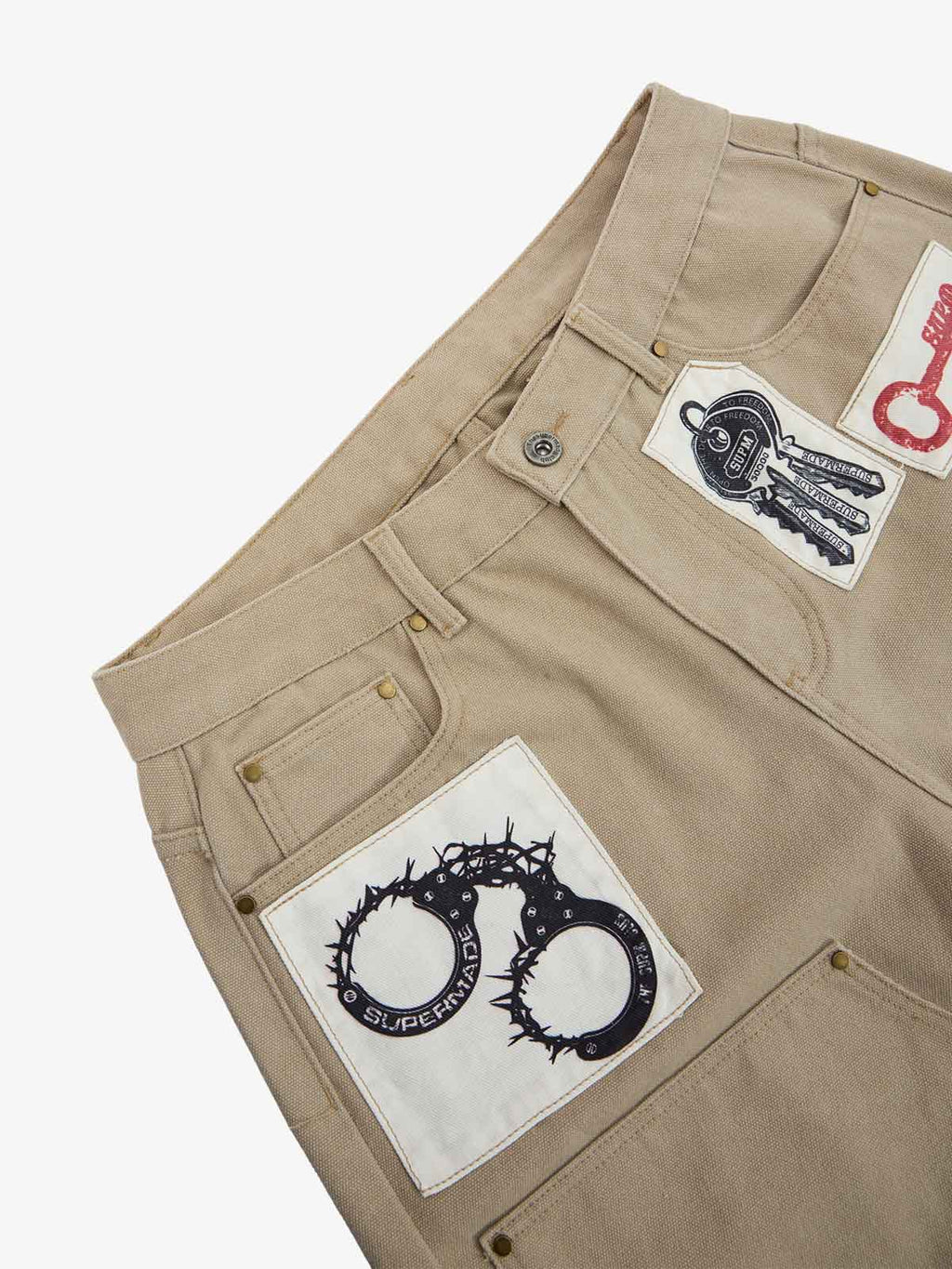 precipice Multi-Element Appliqué Patchwork Denim Suit - 2593
