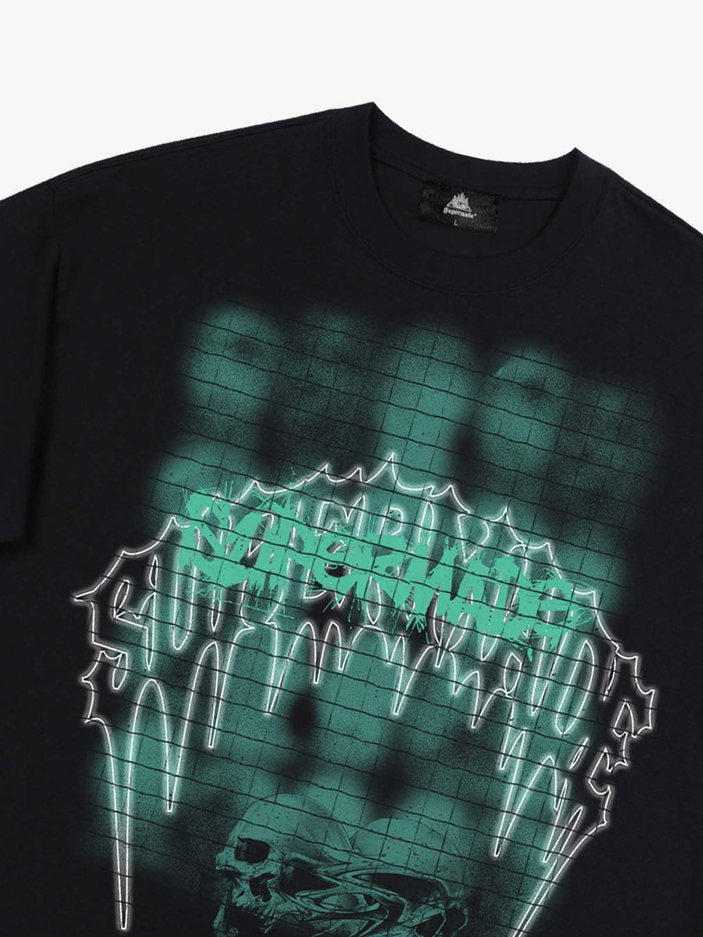 Dark Grid Skull Graphic T-Shirt