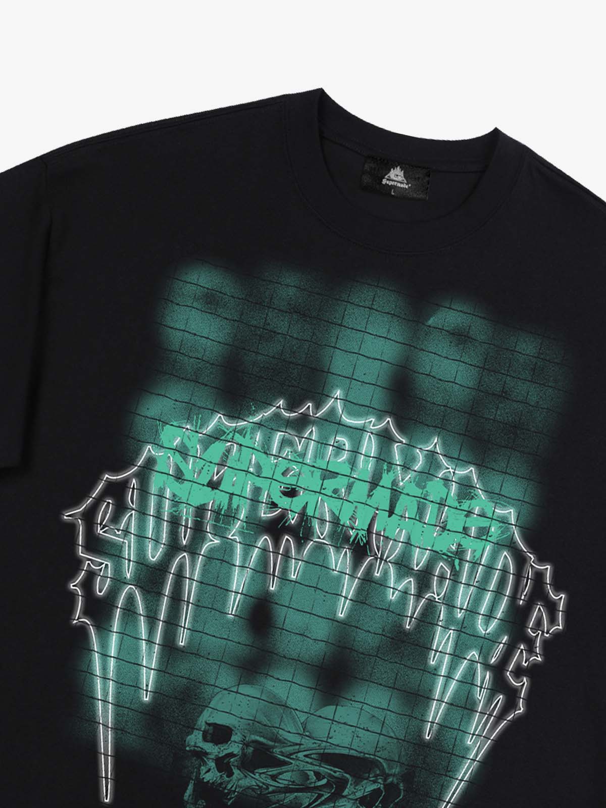 Dark Grid Skull Graphic T-Shirt