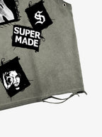 Ripped Graphic Patch Sleeveless Vest