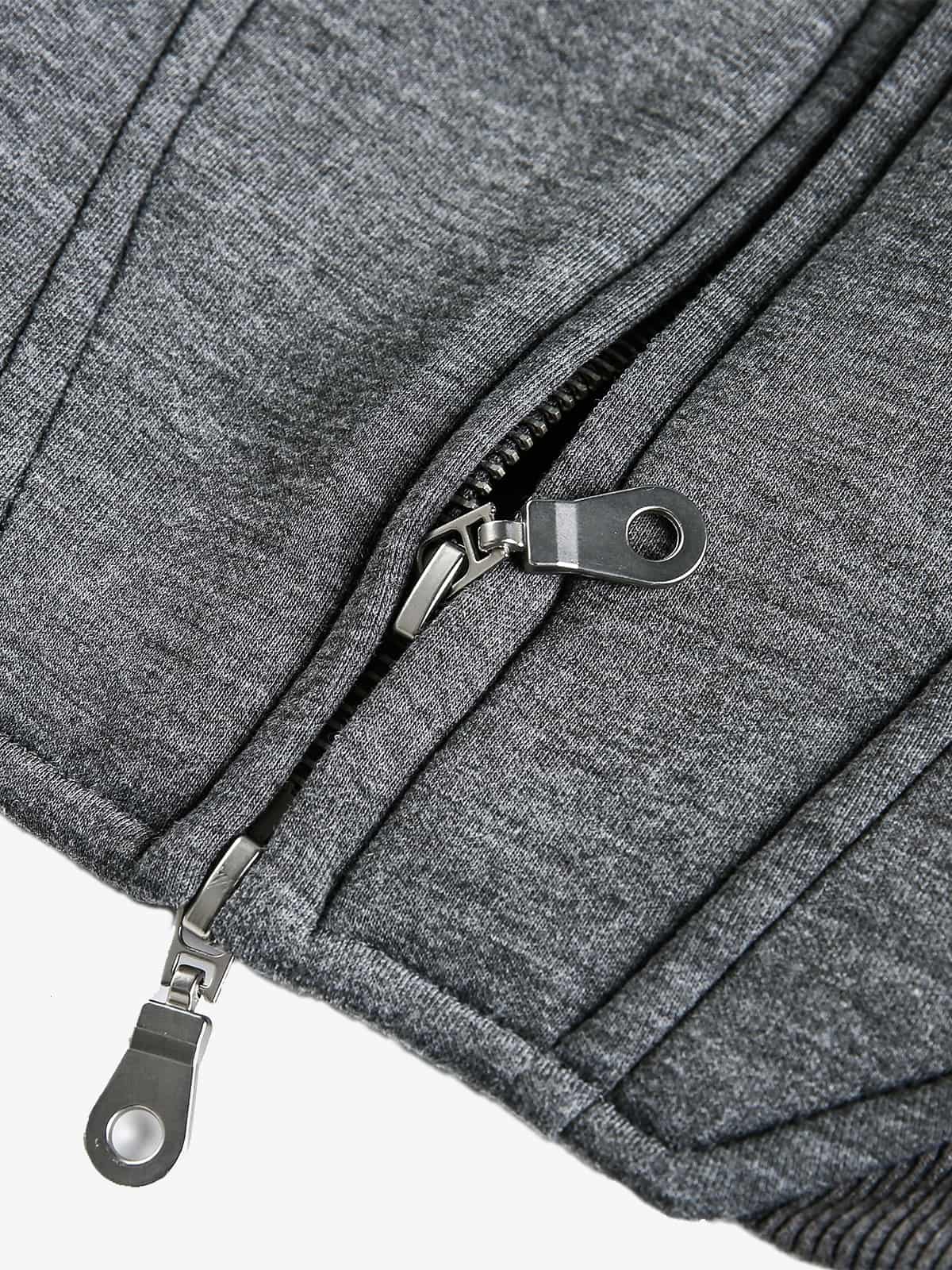 Panel Cut Stand Collar Zip Up Jacket