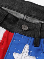 American Flag Patch Rhinestone Baggy Jeans