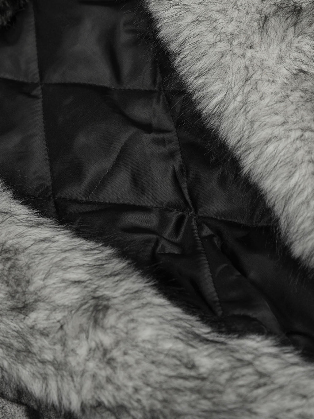 Faux Suede Vintage Wash Fur Hood Padded Jacket - 2553