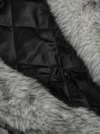 Faux Suede Vintage Wash Fur Hood Padded Jacket - 2553