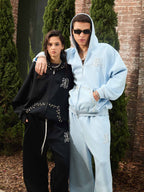 precipice Pearl Embellished Zip Up Set - 2596