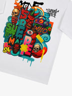 Trendy Multicolor Graffiti Skull Graphic T-Shirt