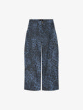 Retro Leopard Print Blue Washed Distressed Jeans