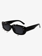Retro Punk Studded Small Square Frame Sunglasses