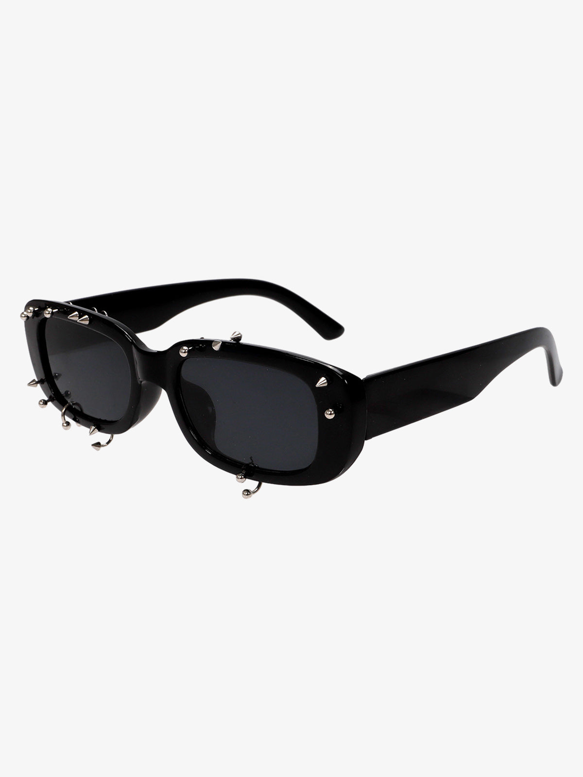 Retro Punk Studded Small Square Frame Sunglasses
