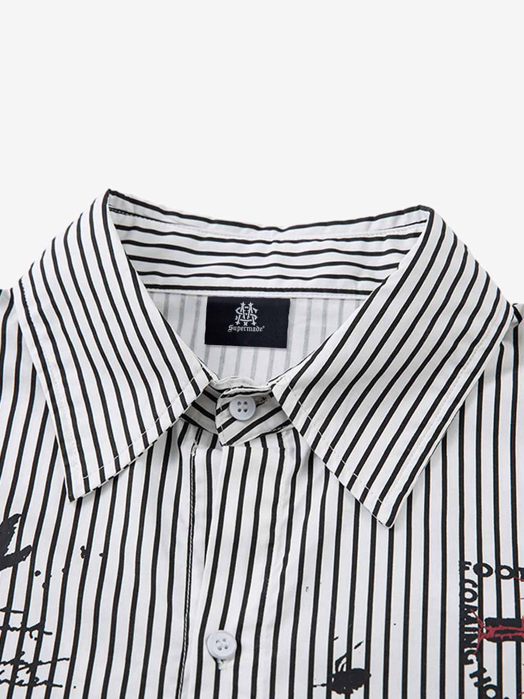 Street Dark Faux Two-Piece Striped Shirt - 2514