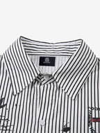 Street Dark Faux Two-Piece Striped Shirt - 2514