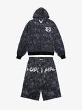 Original Oversized Denim Hoodie And Shorts Set - 2583