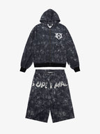 Original Oversized Denim Hoodie And Shorts Set - 2583