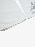 Embroidered Horse Wide Leg Denim Flare Jeans
