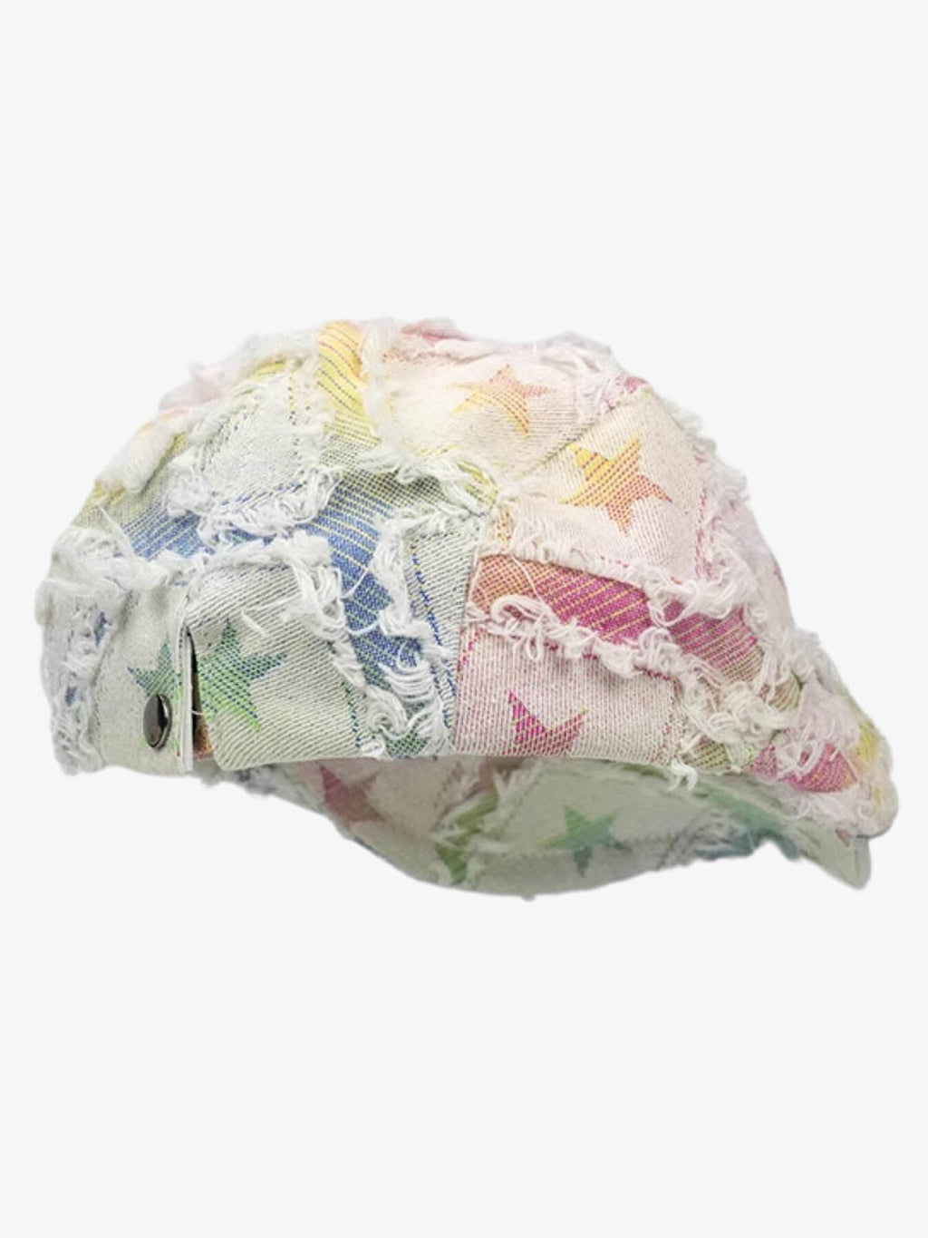 Distressed Rainbow Star Patchwork Flat Cap