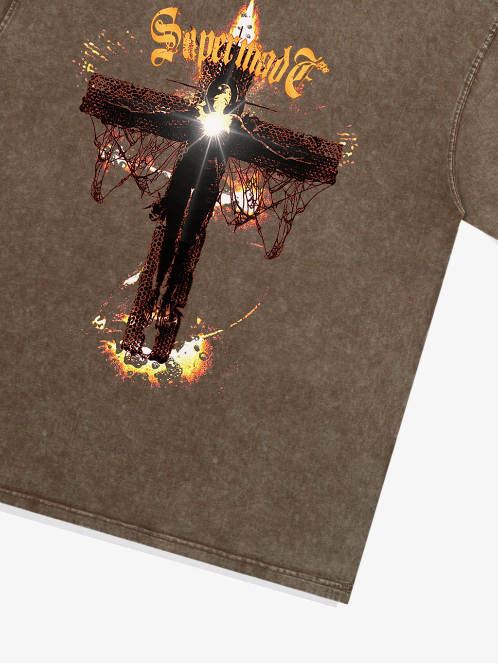 Washed Gothic Cross Graphic T-Shirt