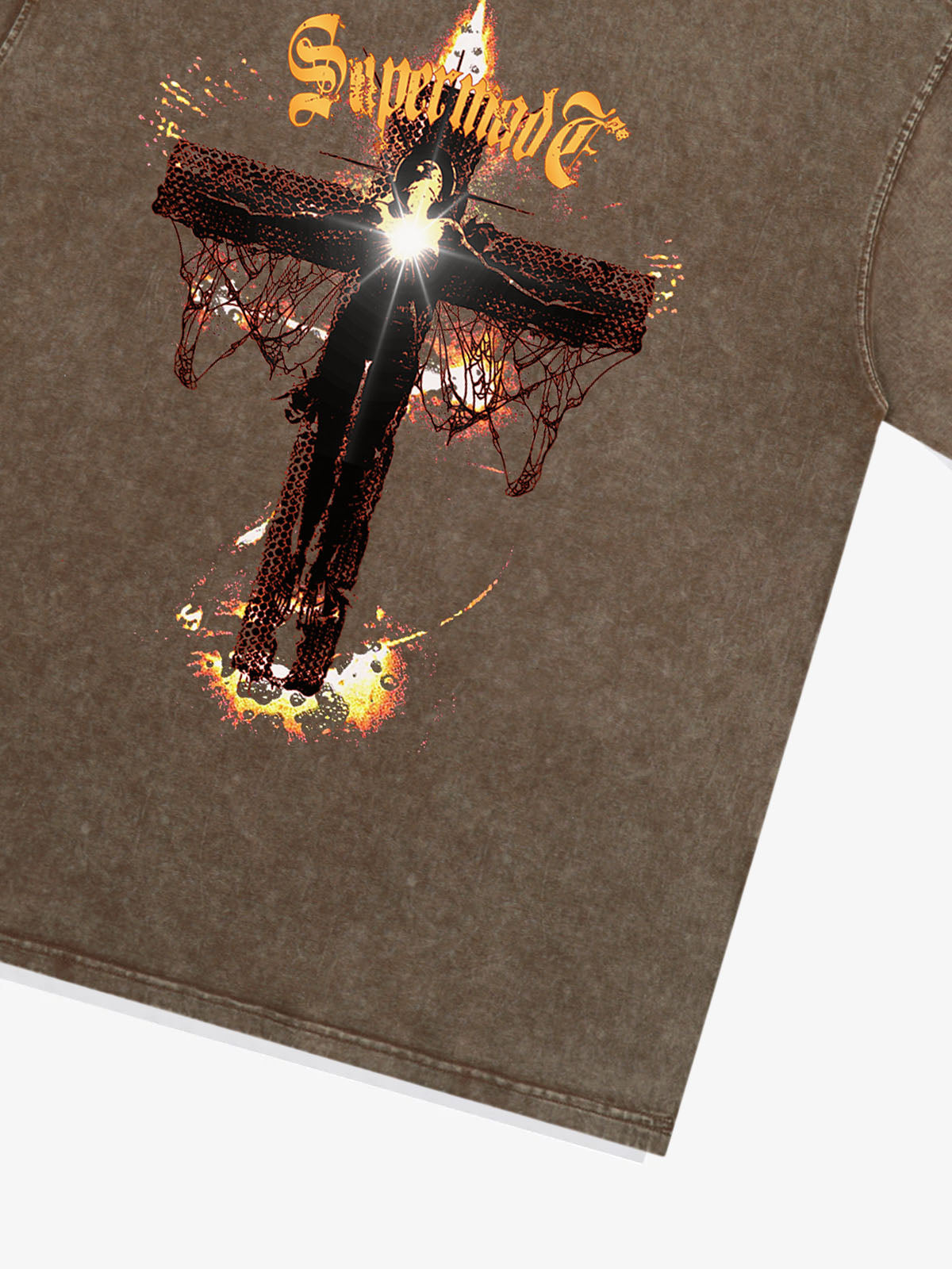 Washed Gothic Cross Graphic T-Shirt