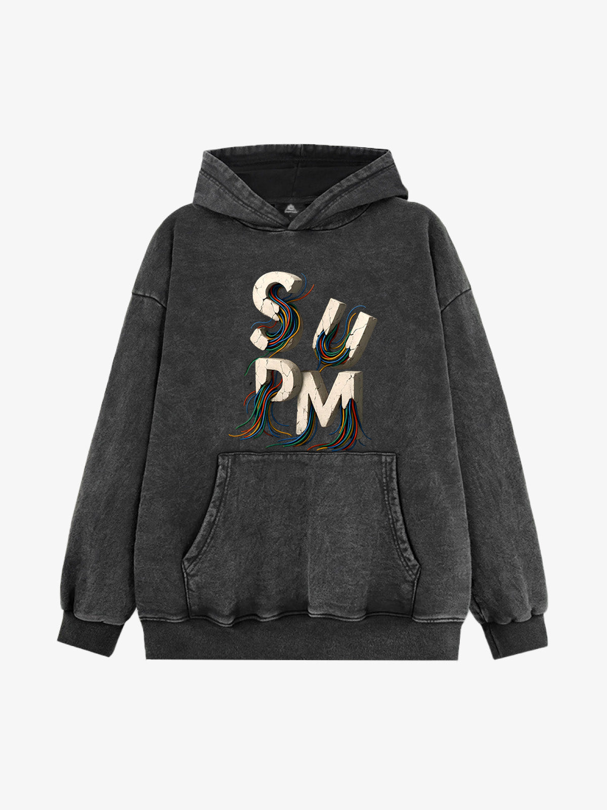 French Terry Streetwear Gravel Wire Font Hoodie
